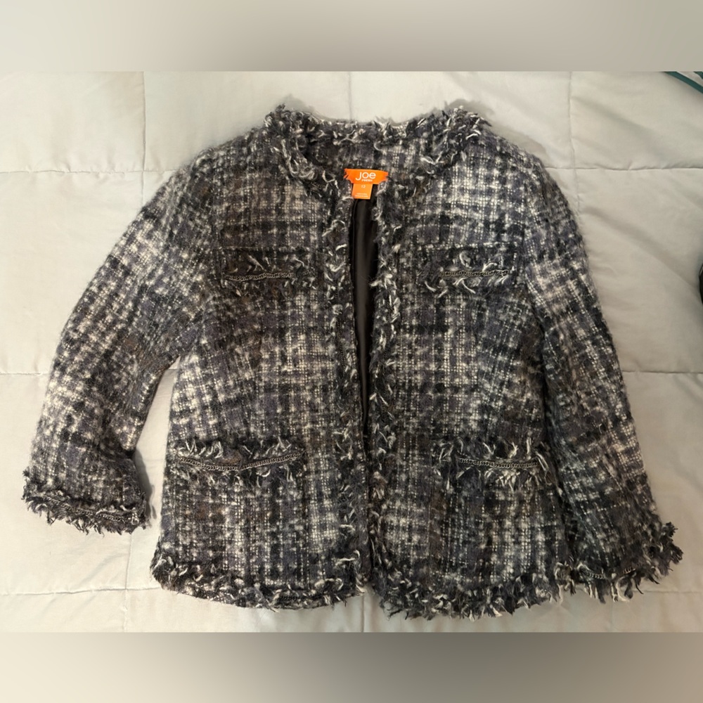 Joe Fresh Women's Black and Gray Tweed Jacket